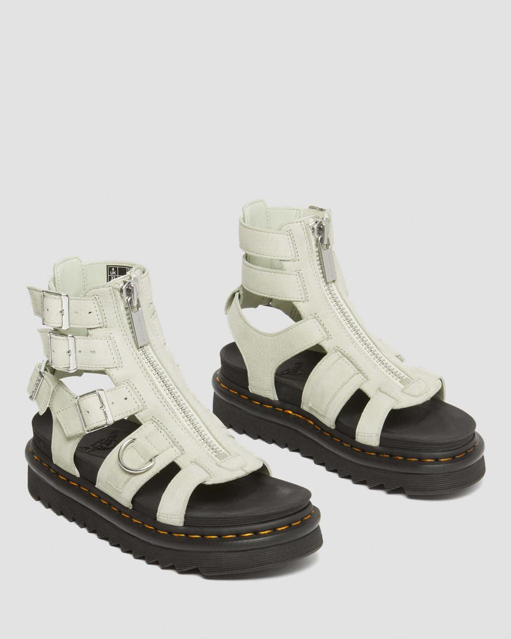 Dámské Sandály Dr Martens Olson Tumbled Nubuck Leather Gladiator Zip Mátově Zelená | 43416407