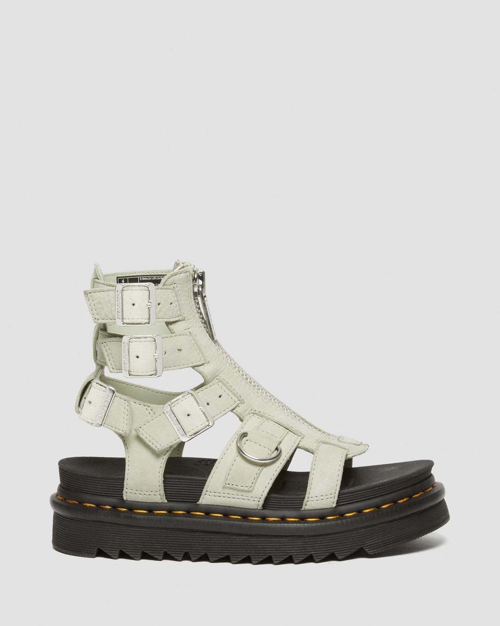 Dámské Sandály Dr Martens Olson Tumbled Nubuck Leather Gladiator Zip Mátově Zelená | 43416407