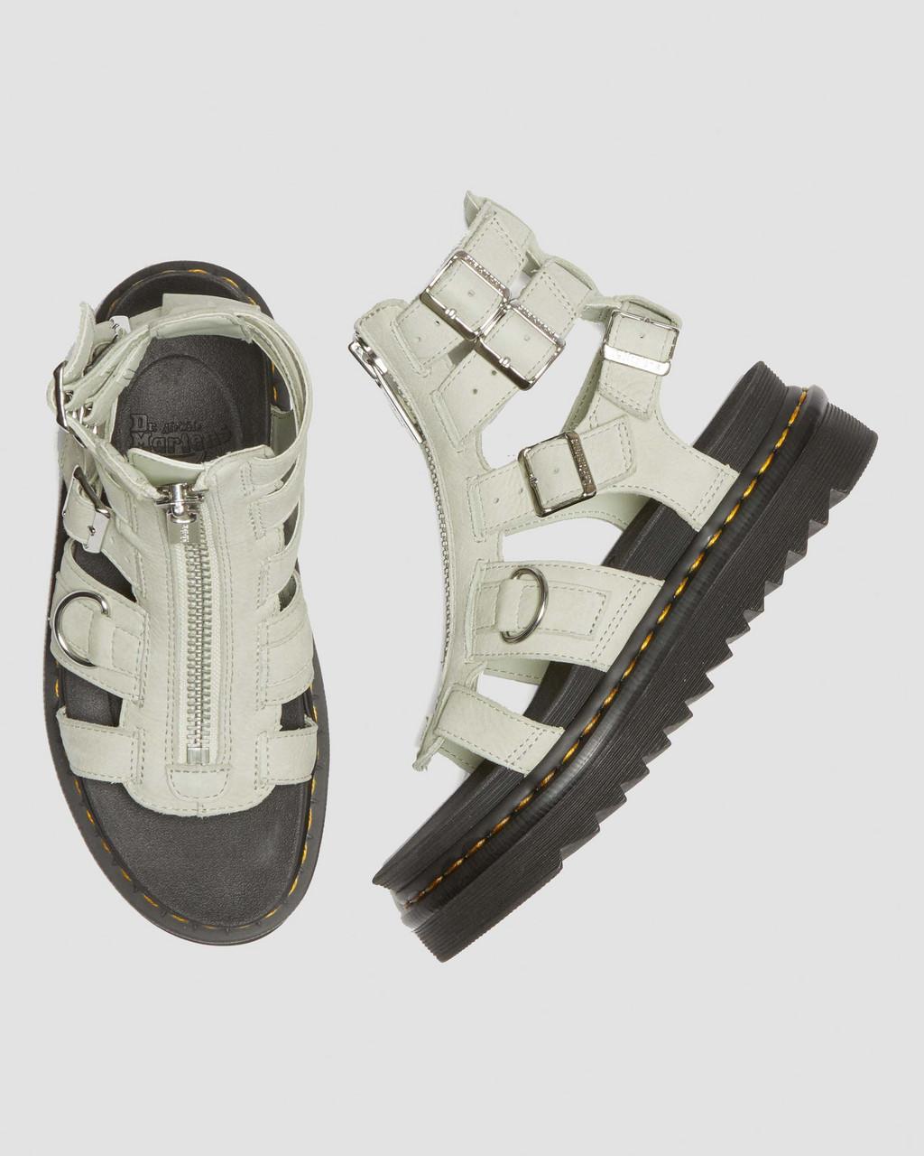 Dámské Sandály Dr Martens Olson Tumbled Nubuck Leather Gladiator Zip Mátově Zelená | 43416407