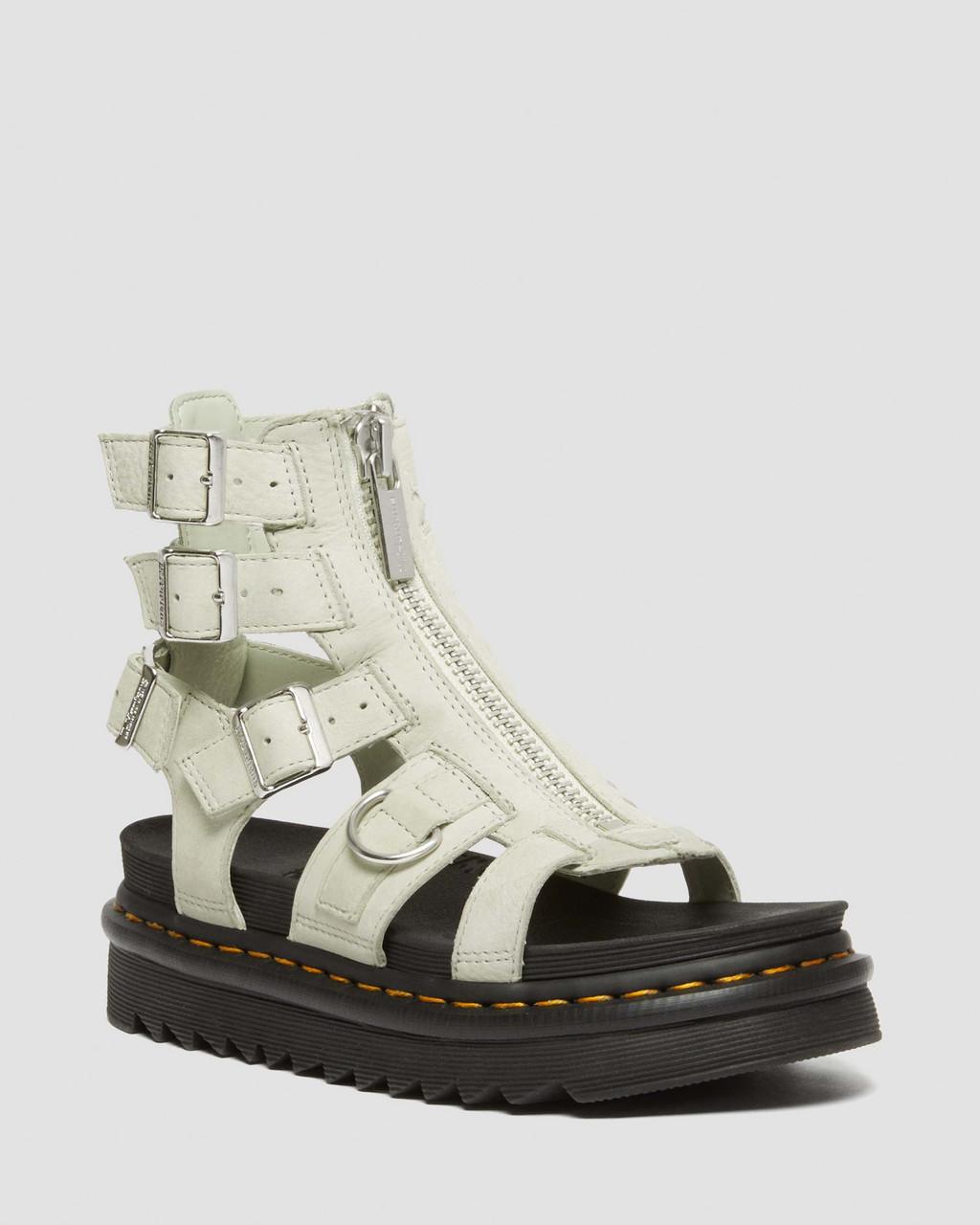 Dámské Sandály Dr Martens Olson Tumbled Nubuck Leather Gladiator Zip Mátově Zelená | 43416407