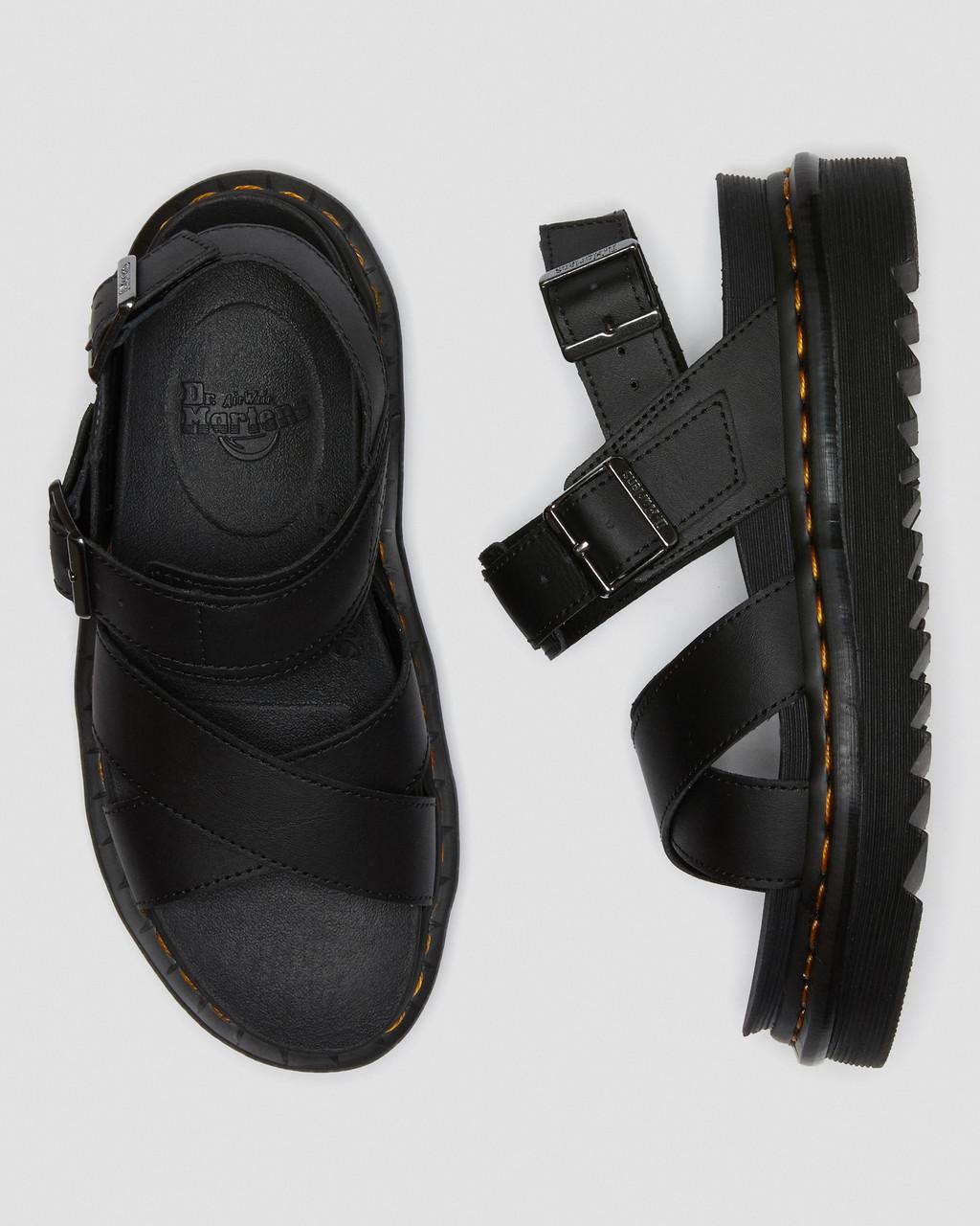 Dámské Sandály Dr Martens Voss II Leather Strap Černé | 99027825