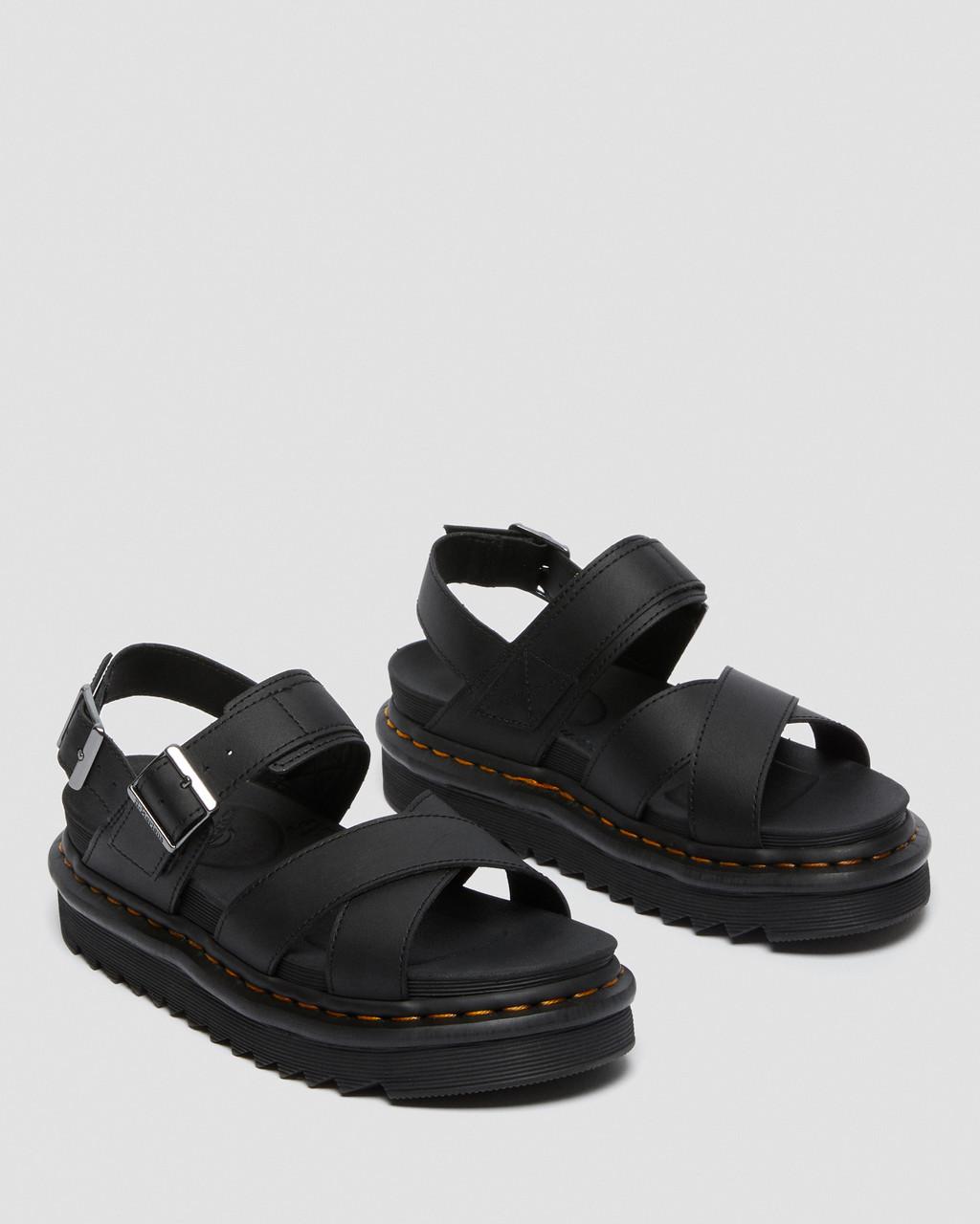 Dámské Sandály Dr Martens Voss II Leather Strap Černé | 99027825