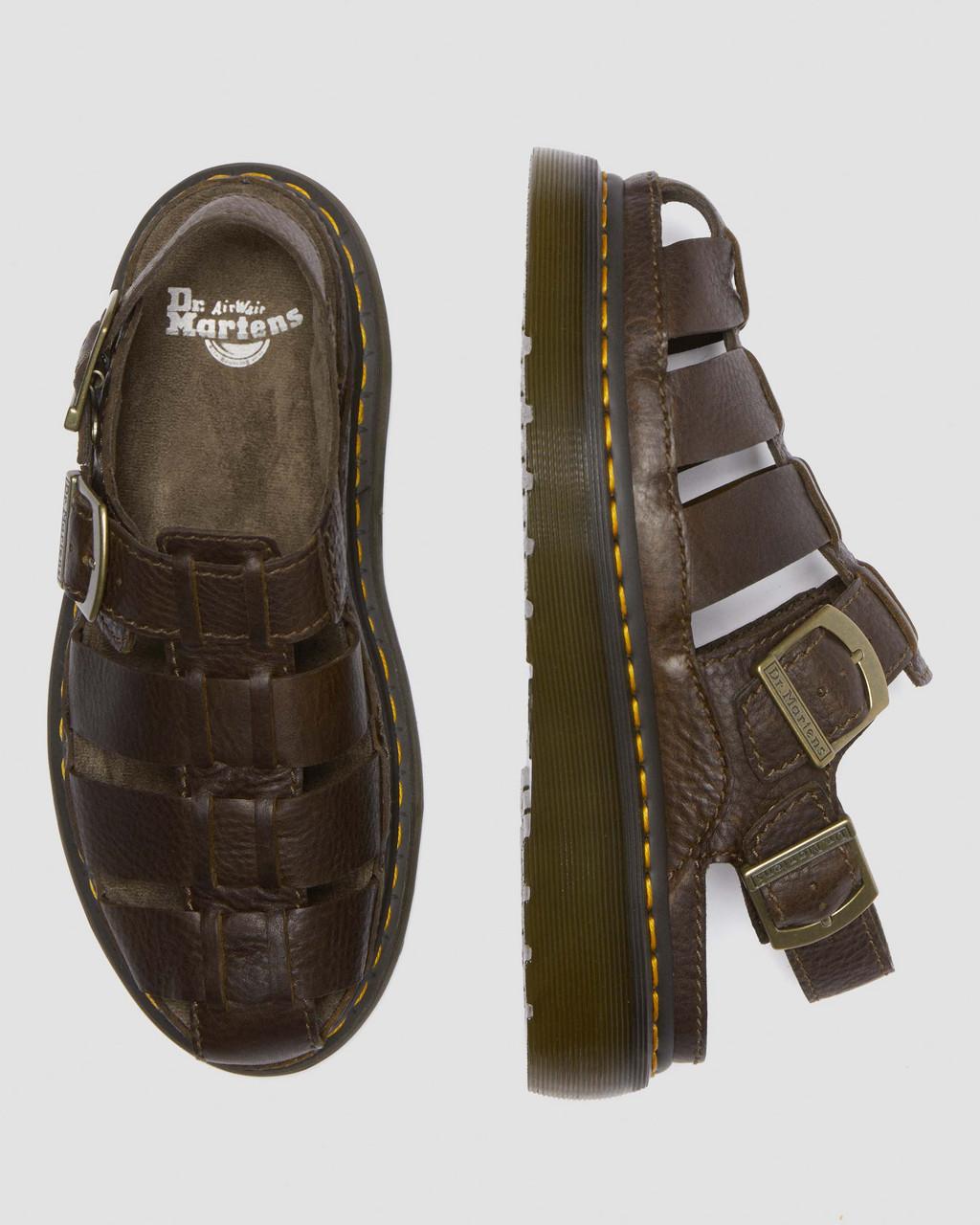 Dámské Sandály Dr Martens Wrenlie Grizzly Leather Fisherman Hnědé | 89094395