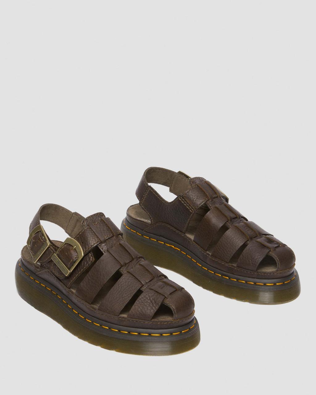 Dámské Sandály Dr Martens Wrenlie Grizzly Leather Fisherman Hnědé | 89094395