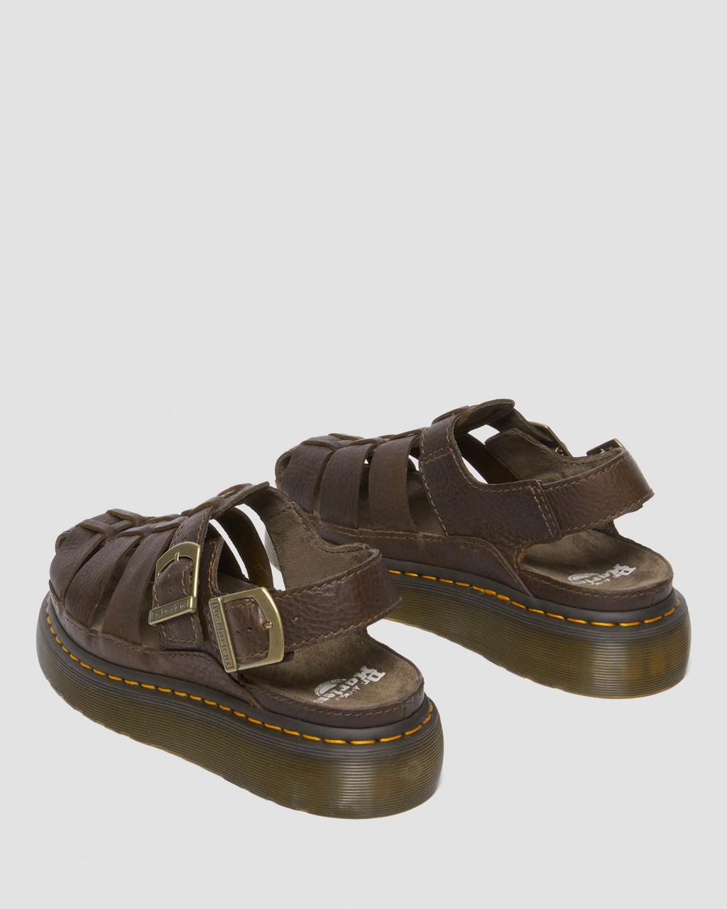 Dámské Sandály Dr Martens Wrenlie Grizzly Leather Fisherman Hnědé | 89094395