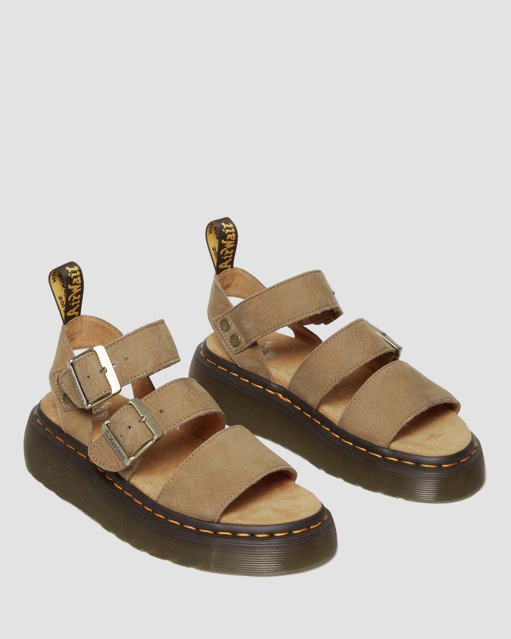 Dámské Sandály na Platformě Dr Martens Gryphon Tumbled Nubuck Leather Hnědé | 32104736