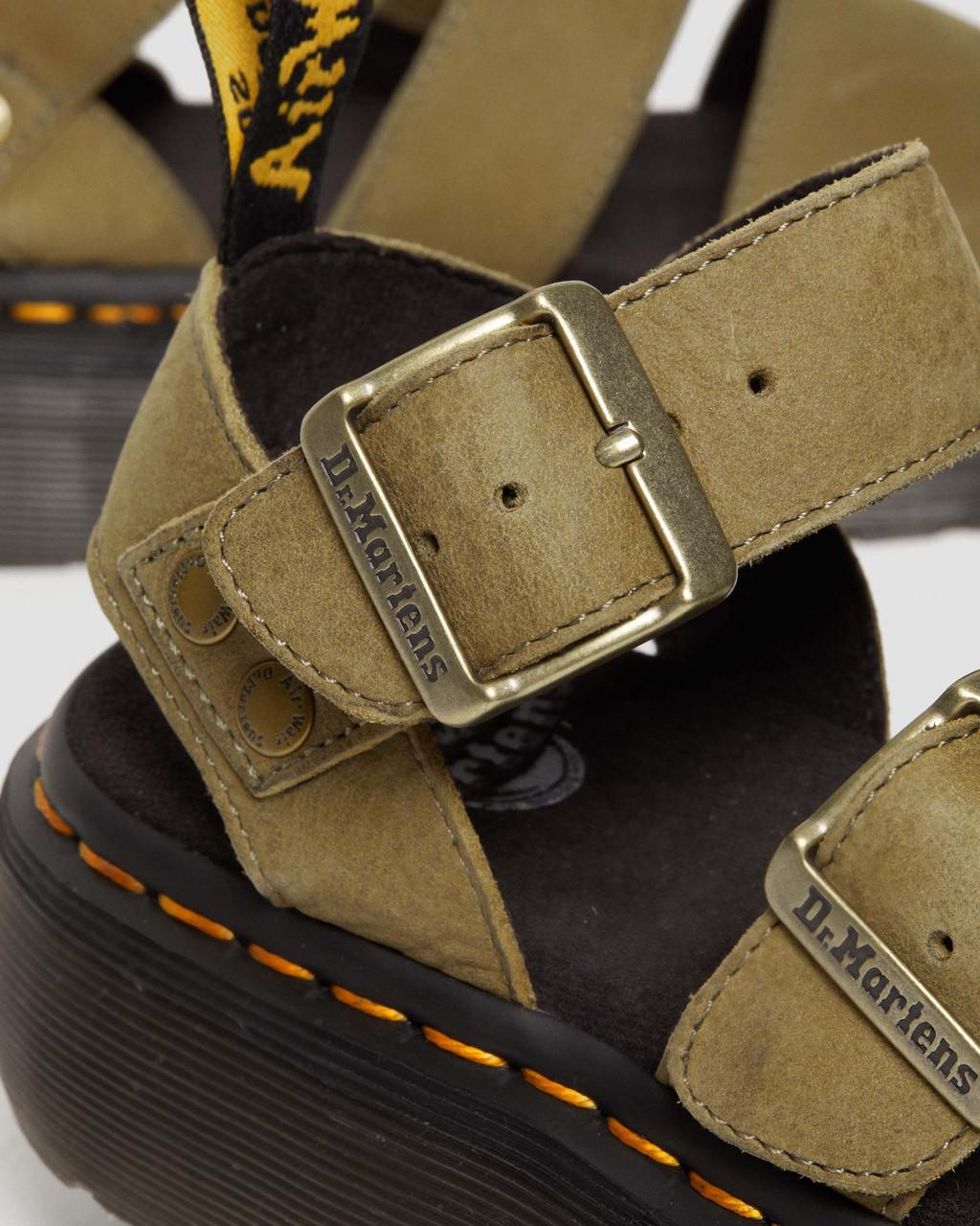 Dámské Sandály na Platformě Dr Martens Gryphon Tumbled Nubuck Leather Olivy Zelené | 74481409