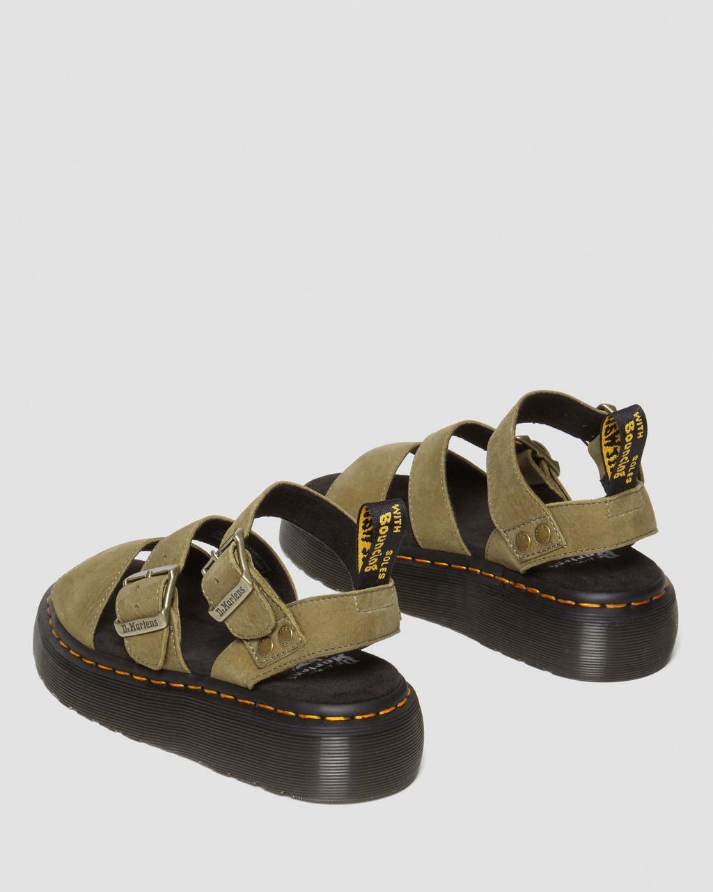 Dámské Sandály na Platformě Dr Martens Gryphon Tumbled Nubuck Leather Olivy Zelené | 74481409