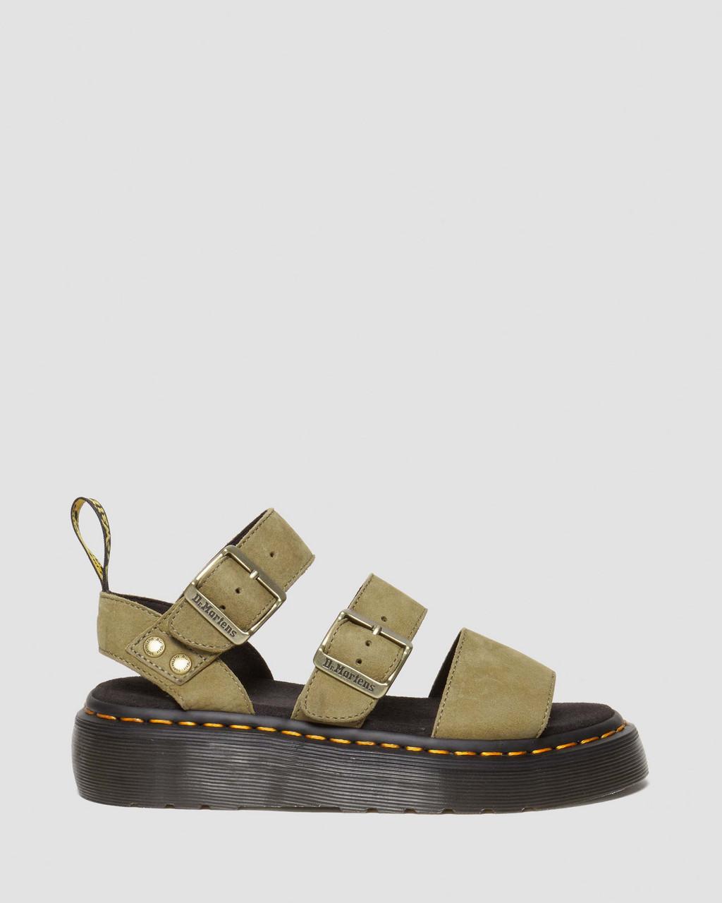 Dámské Sandály na Platformě Dr Martens Gryphon Tumbled Nubuck Leather Olivy Zelené | 74481409