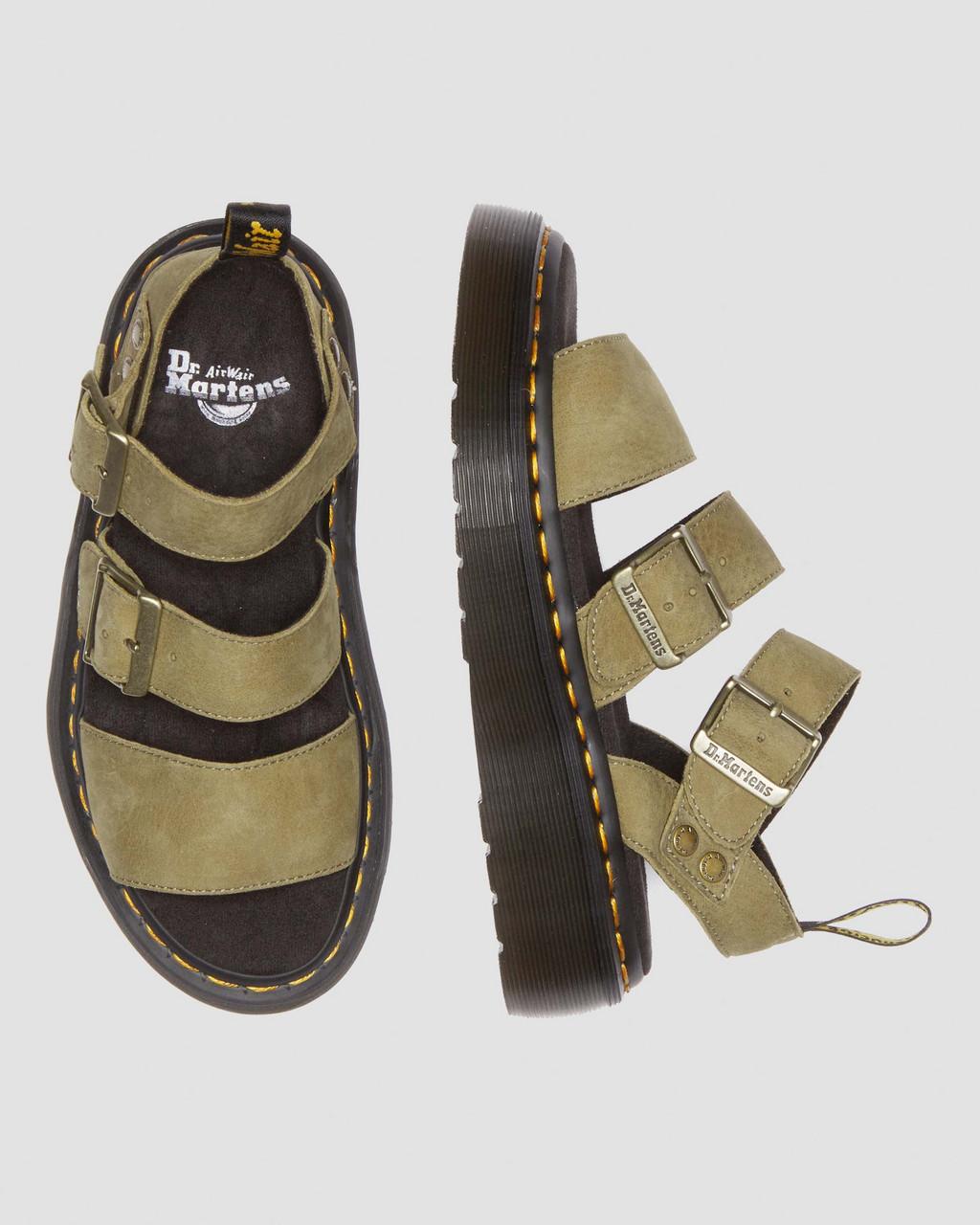 Dámské Sandály na Platformě Dr Martens Gryphon Tumbled Nubuck Leather Olivy Zelené | 74481409