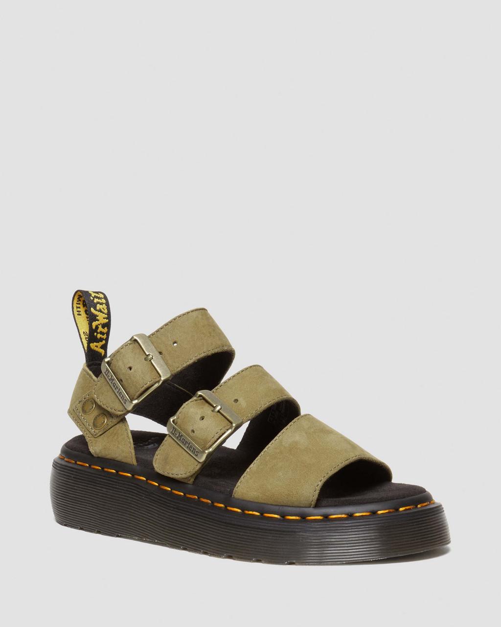 Dámské Sandály na Platformě Dr Martens Gryphon Tumbled Nubuck Leather Olivy Zelené | 74481409