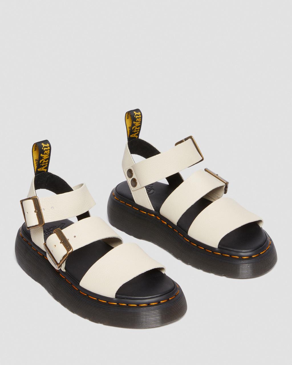 Dámské Sandály na Platformě Dr Martens Gryphon Pisa Leather Béžový | 25378093