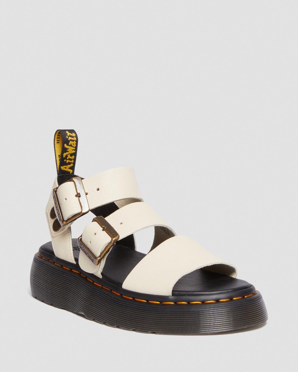 Dámské Sandály na Platformě Dr Martens Gryphon Pisa Leather Béžový | 25378093