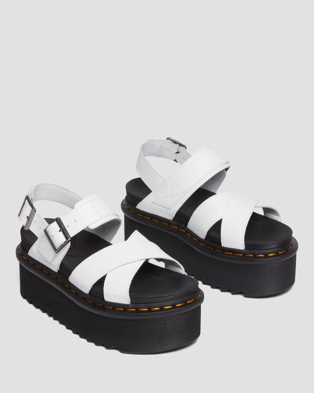 Dámské Sandály na Platformě Dr Martens Voss II Athena Leather Strap Bílé | 53439518