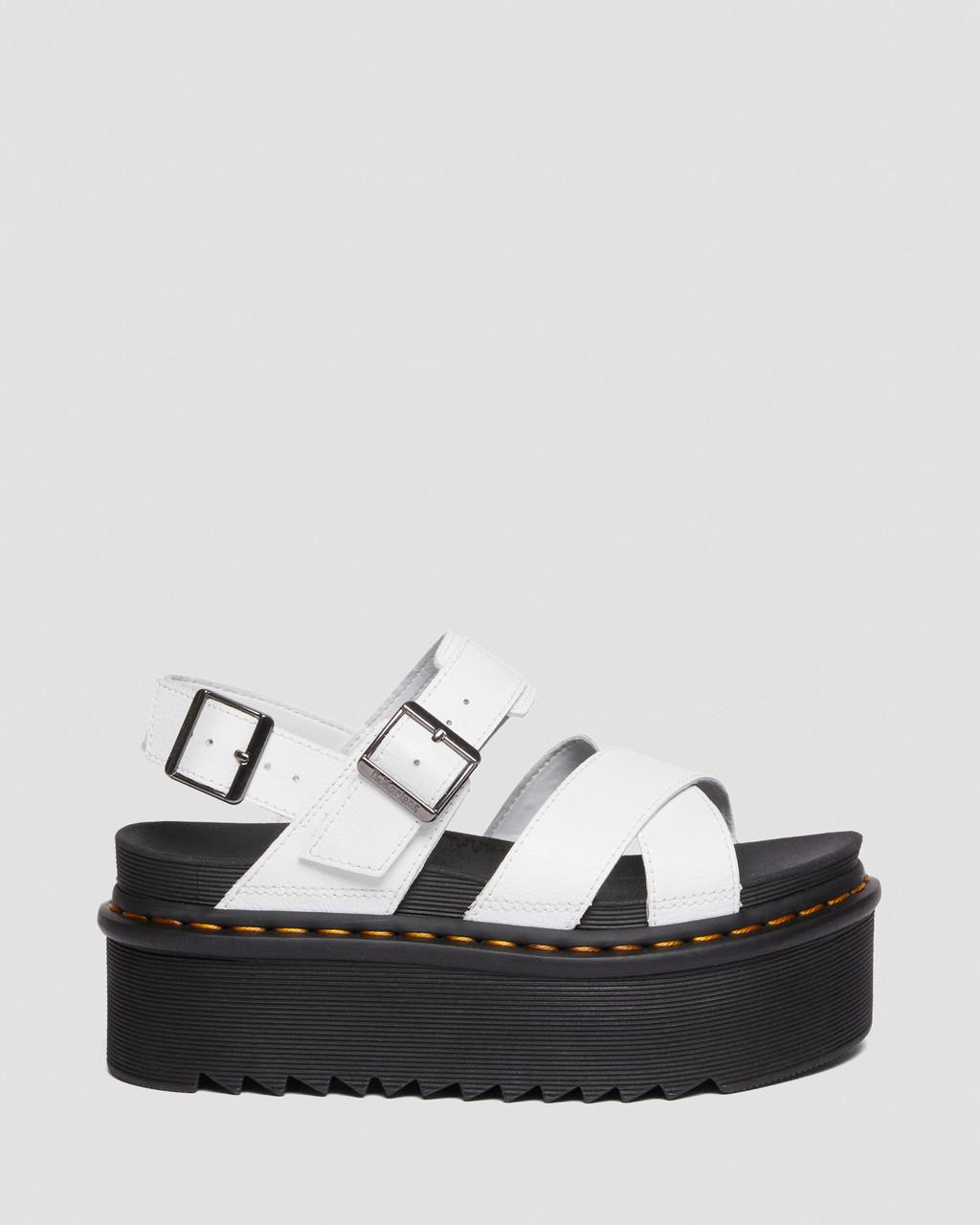 Dámské Sandály na Platformě Dr Martens Voss II Athena Leather Strap Bílé | 53439518