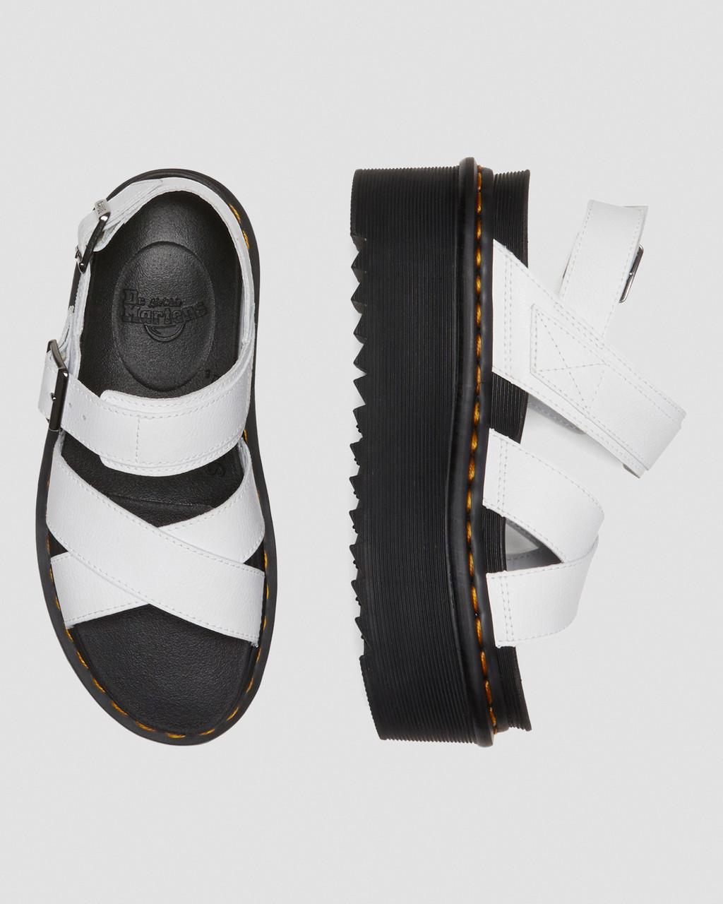 Dámské Sandály na Platformě Dr Martens Voss II Athena Leather Strap Bílé | 53439518