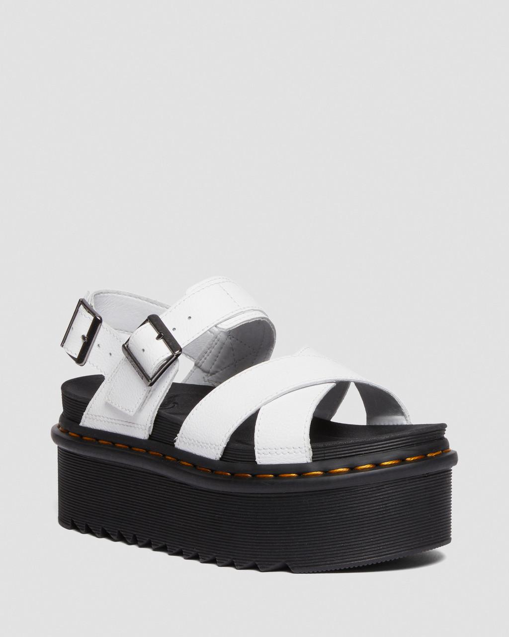 Dámské Sandály na Platformě Dr Martens Voss II Athena Leather Strap Bílé | 53439518