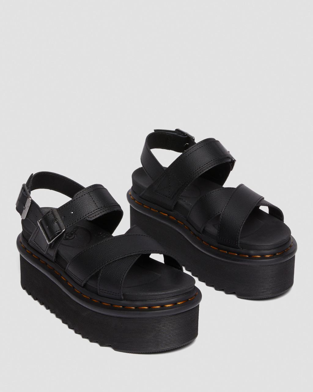 Dámské Sandály na Platformě Dr Martens Voss II Athena Leather Strap Černé | 96076205
