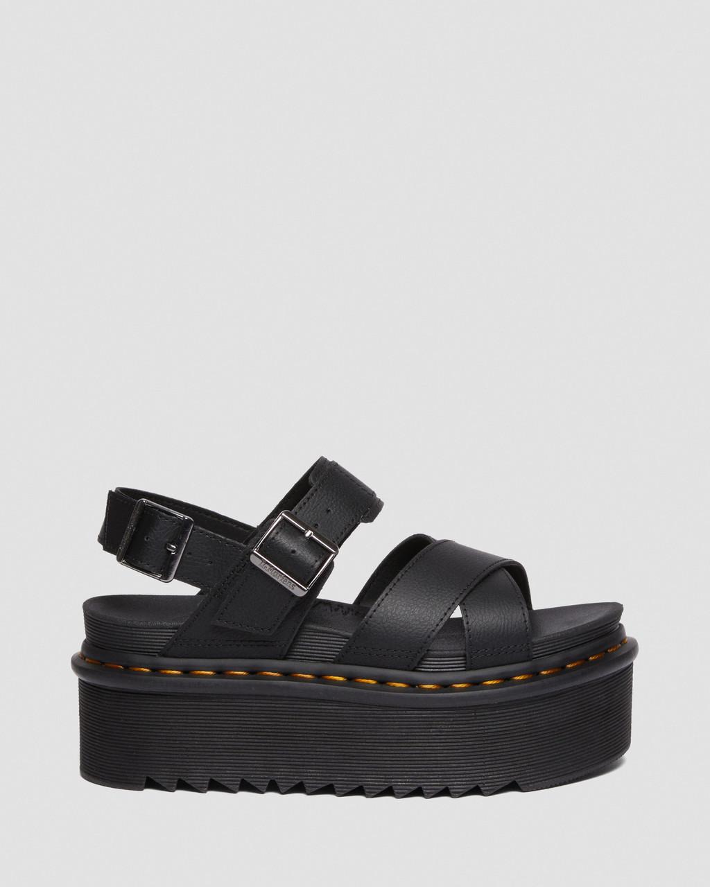 Dámské Sandály na Platformě Dr Martens Voss II Athena Leather Strap Černé | 96076205