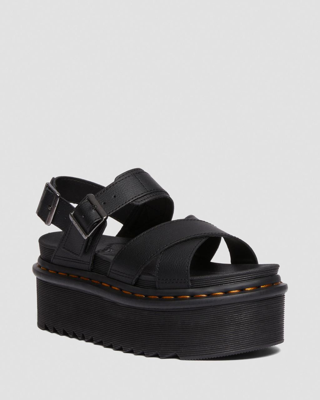 Dámské Sandály na Platformě Dr Martens Voss II Athena Leather Strap Černé | 96076205