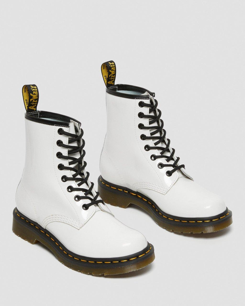 Dámské Šněrovací Boty Dr Martens 1460 Patent Leather Bílé | 27277662
