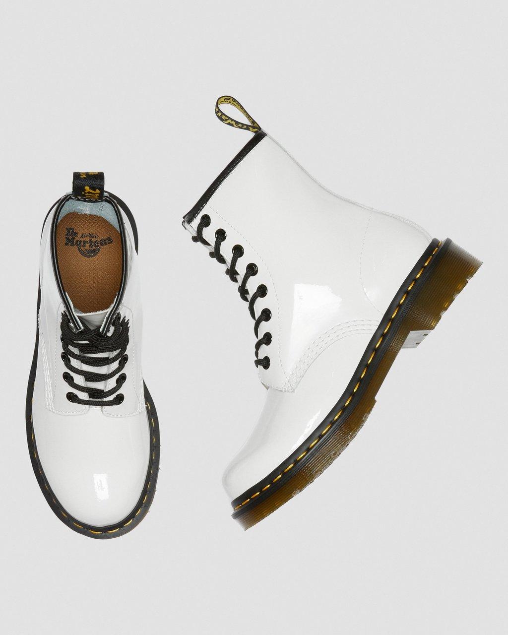 Dámské Šněrovací Boty Dr Martens 1460 Patent Leather Bílé | 27277662