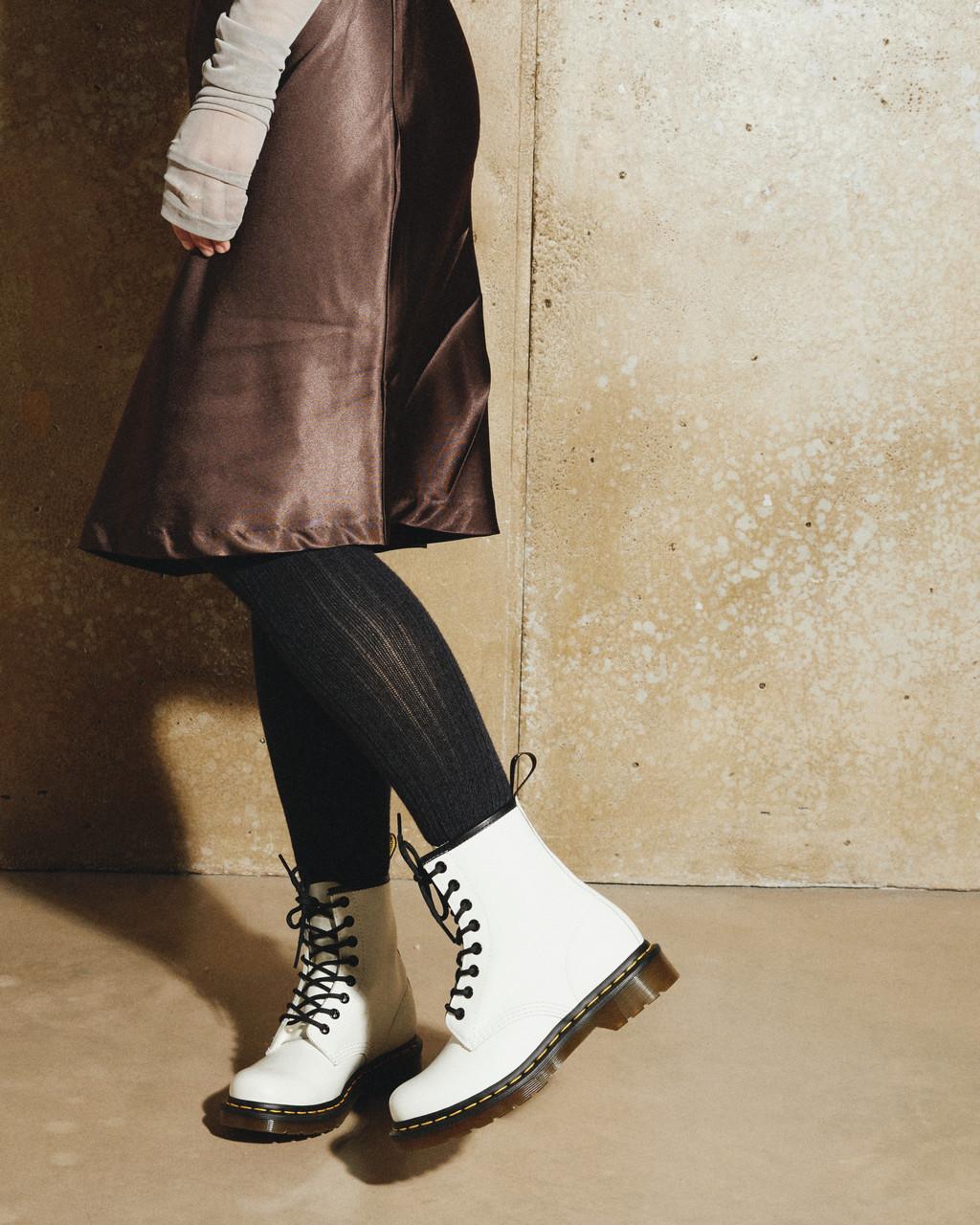 Dámské Šněrovací Boty Dr Martens 1460 Smooth Leather Bílé | 66580394