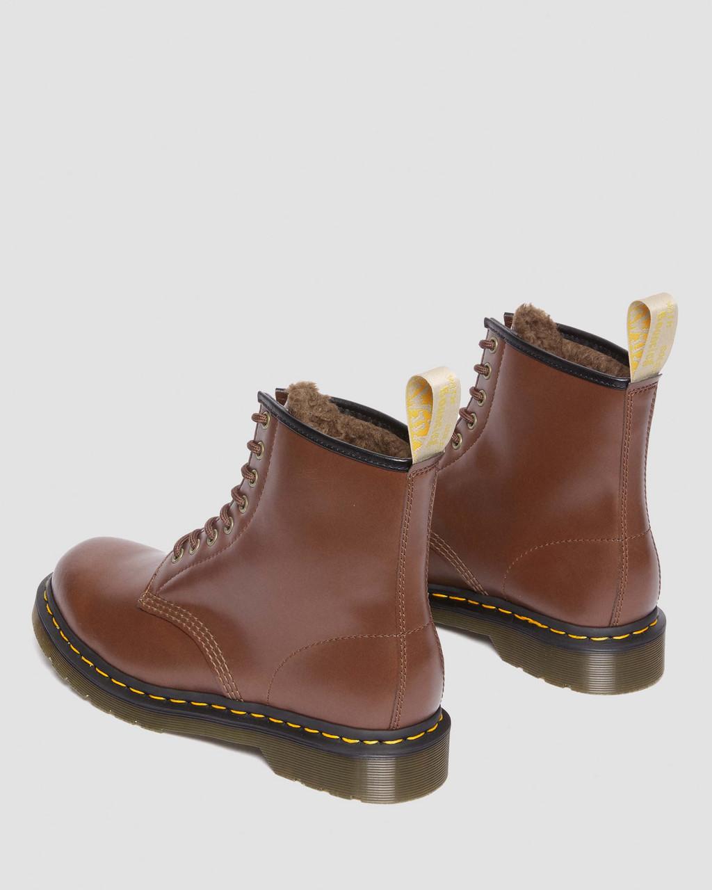 Dámské Šněrovací Boty Dr Martens Vegan 1460 Faux Fur Lined Hnědé | 93842352