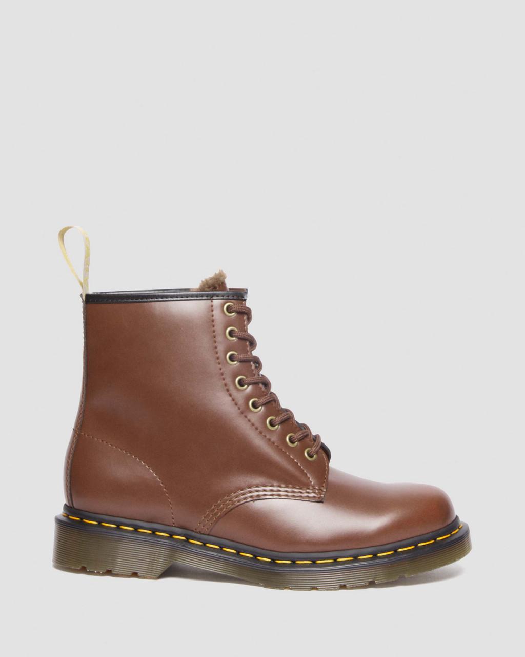 Dámské Šněrovací Boty Dr Martens Vegan 1460 Faux Fur Lined Hnědé | 93842352