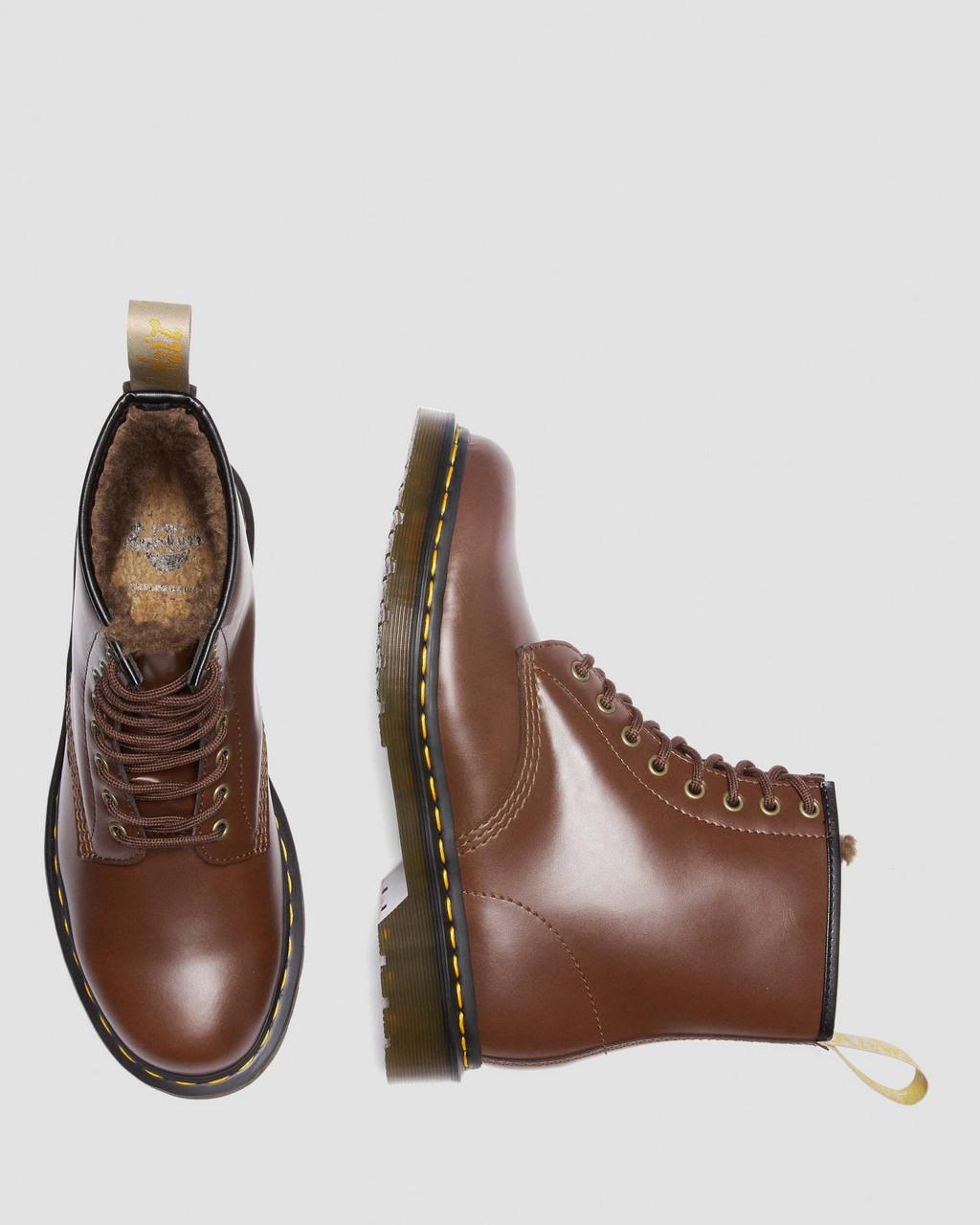 Dámské Šněrovací Boty Dr Martens Vegan 1460 Faux Fur Lined Hnědé | 93842352