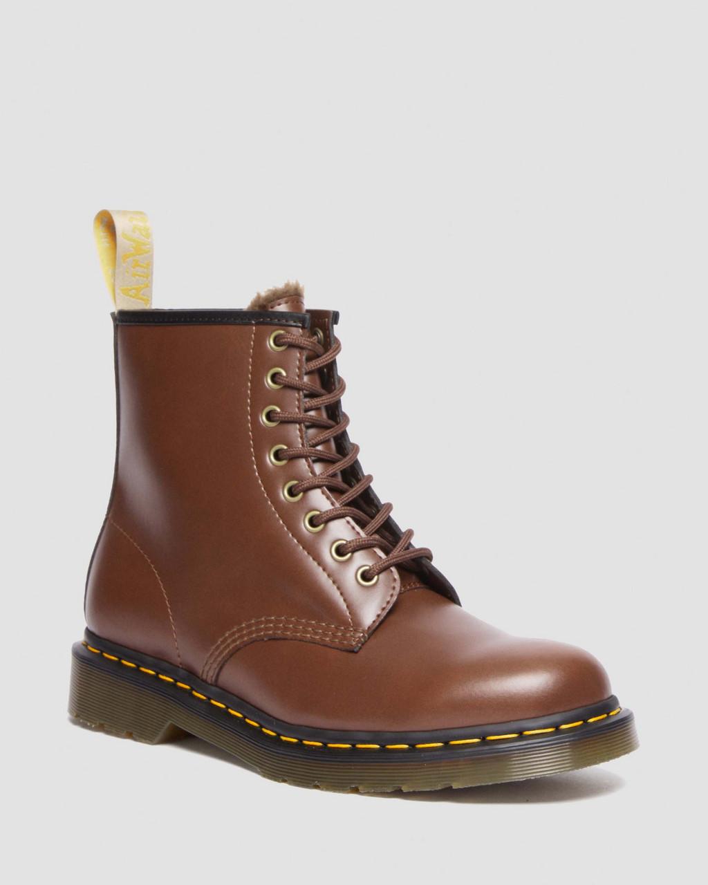 Dámské Šněrovací Boty Dr Martens Vegan 1460 Faux Fur Lined Hnědé | 93842352