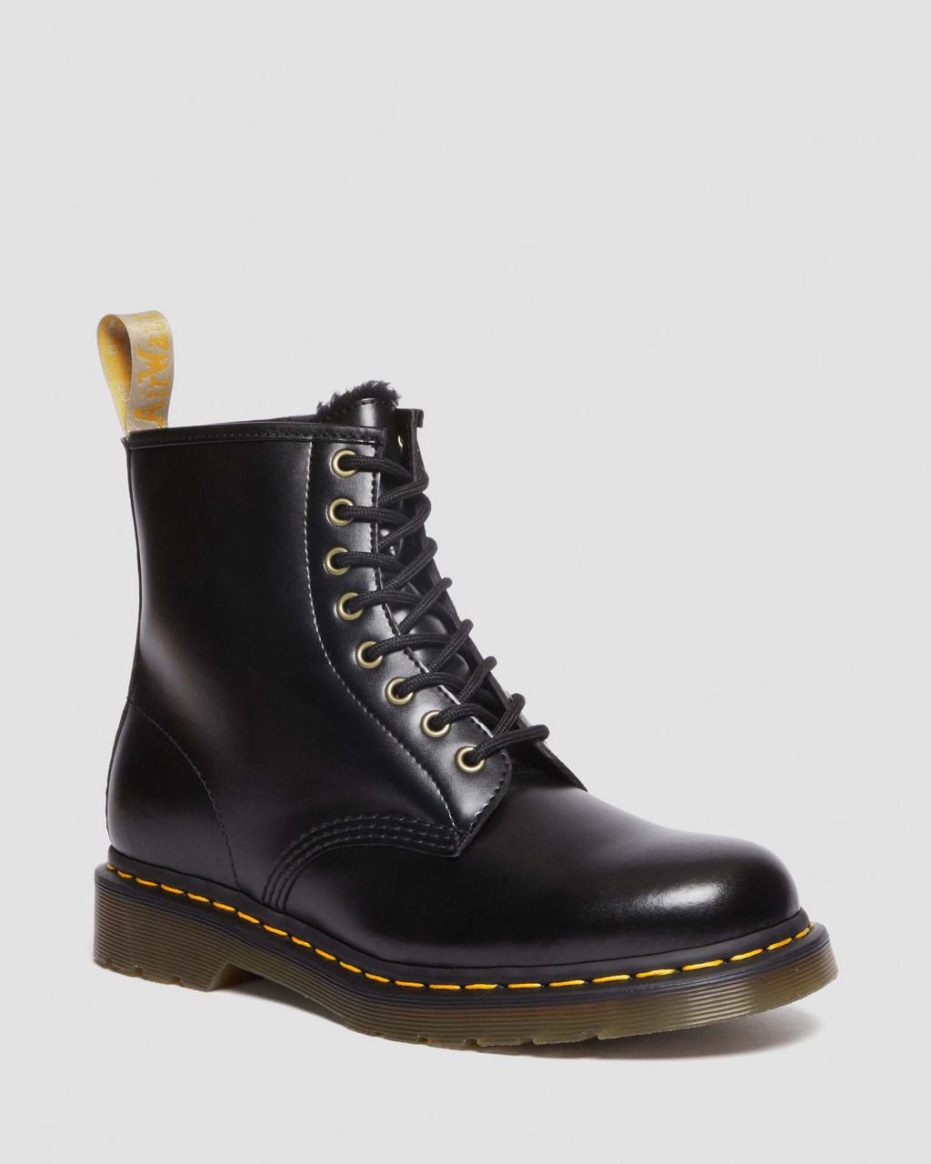 Dámské Šněrovací Boty Dr Martens Vegan 1460 Faux Fur Lined Černé | 20314281