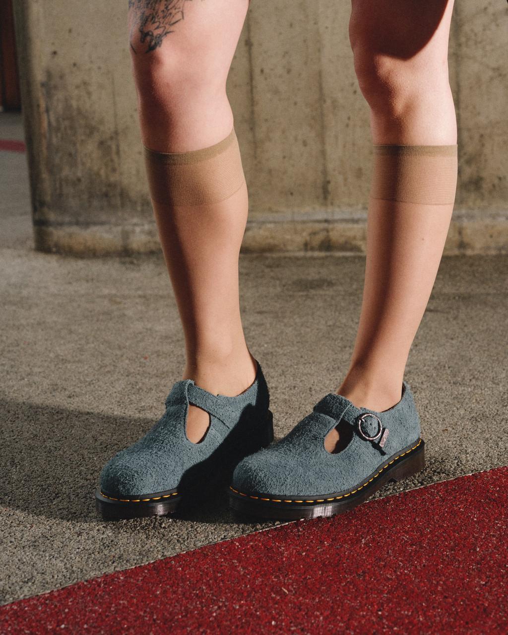 Pánské Boty Mary Jane Dr Martens T-Bar Suede Šedé | 91415823