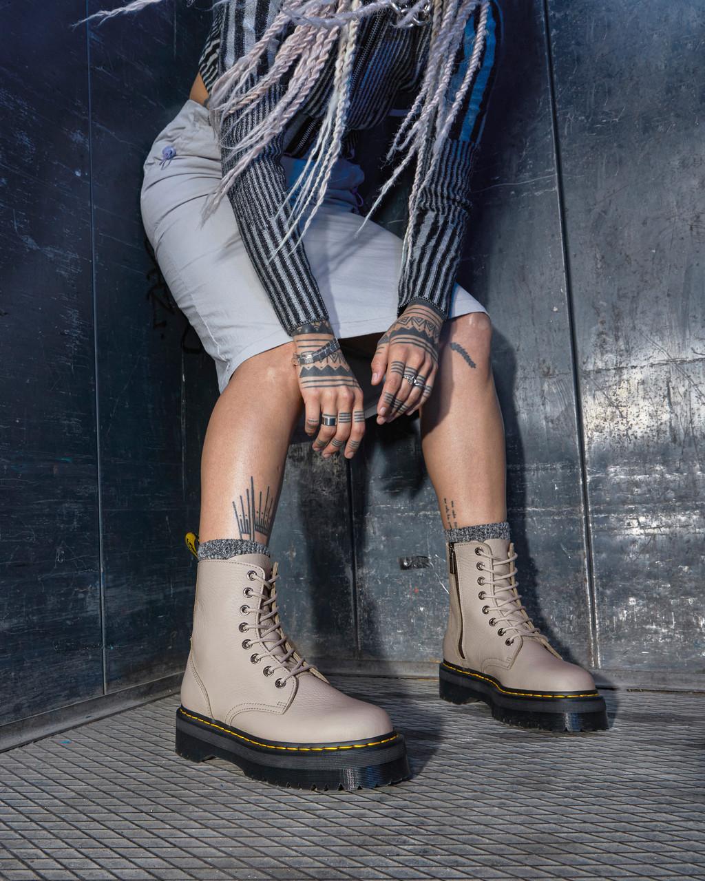 Pánské Boty na Platformy Dr Martens Jadon III Pisa Leather Béžový | 13867253