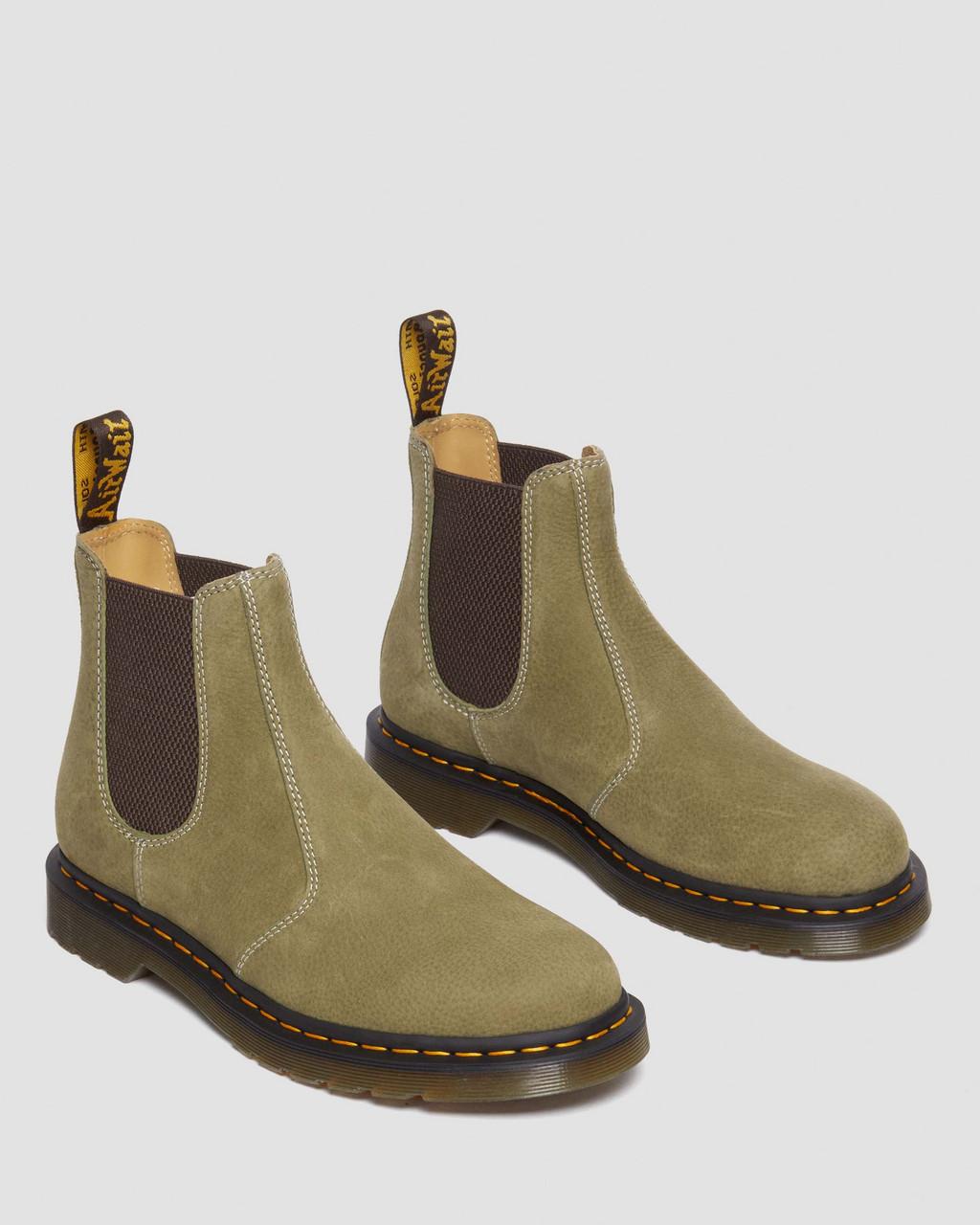 Pánské Chelsea Boty Dr Martens 2976 Tumbled Nubuck Leather Olivy Zelené | 30070798