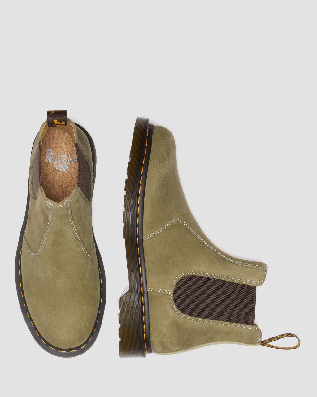 Pánské Chelsea Boty Dr Martens 2976 Tumbled Nubuck Leather Olivy Zelené | 30070798