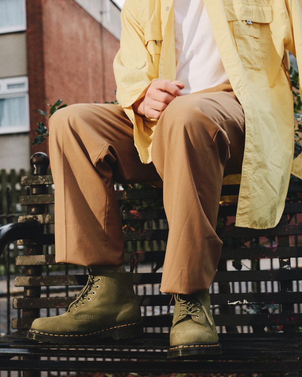 Pánské Kotníkové Boty Dr Martens 101 Tumbled Nubuck Leather Olivy Zelené | 79053015