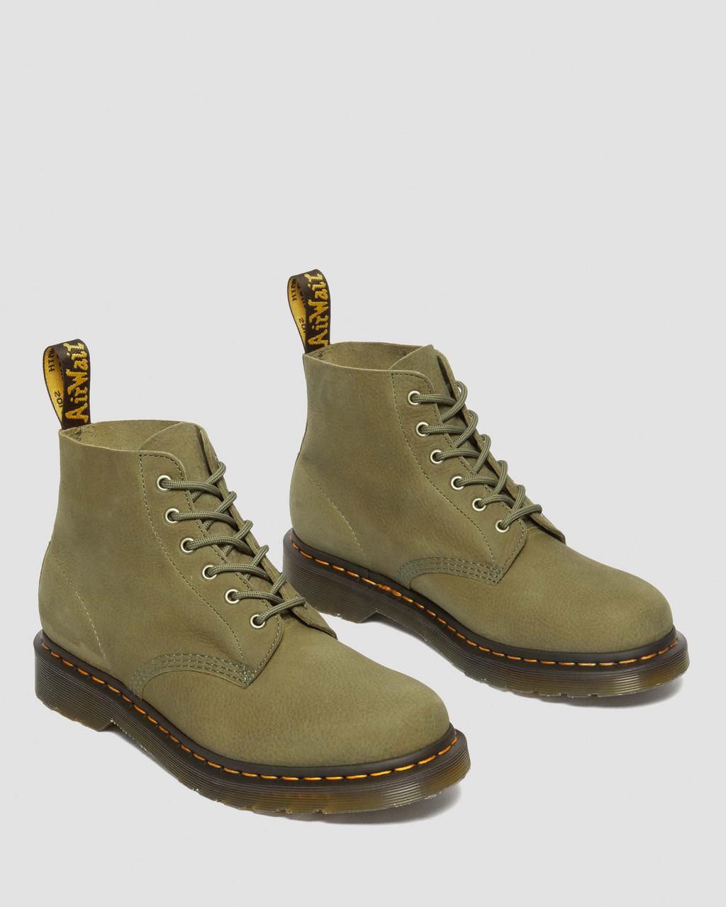 Pánské Kotníkové Boty Dr Martens 101 Tumbled Nubuck Leather Olivy Zelené | 79053015