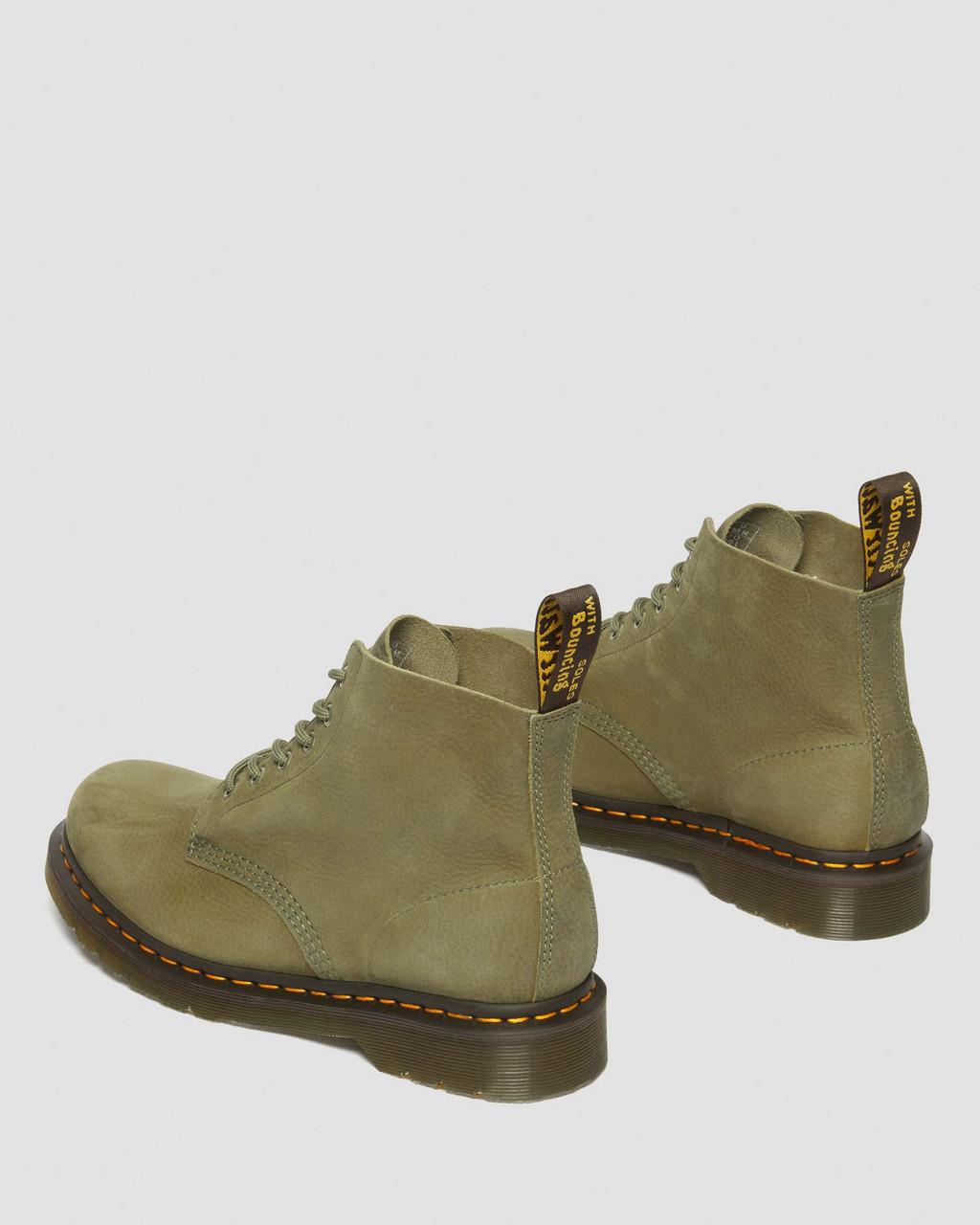 Pánské Kotníkové Boty Dr Martens 101 Tumbled Nubuck Leather Olivy Zelené | 79053015