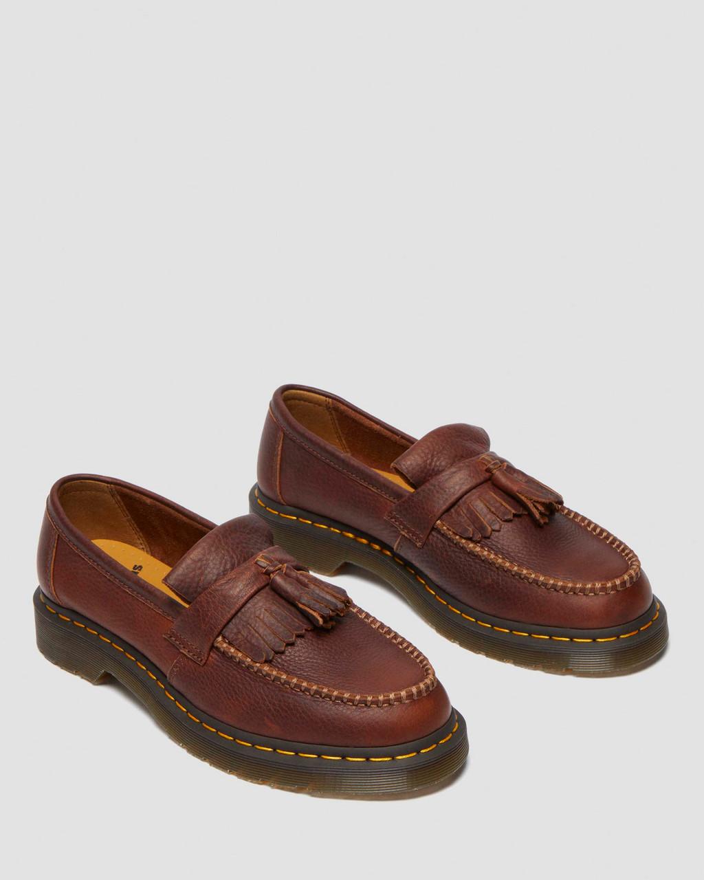 Pánské Loafers Dr Martens Adrian Ambassador Yellow Stitch Leather Vínové | 27030092