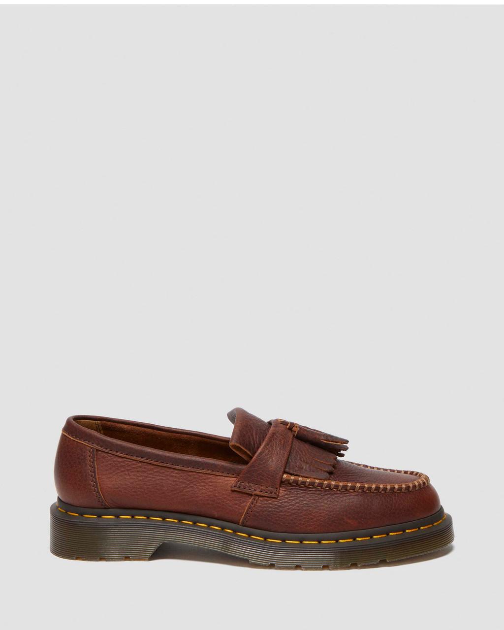 Pánské Loafers Dr Martens Adrian Ambassador Yellow Stitch Leather Vínové | 27030092