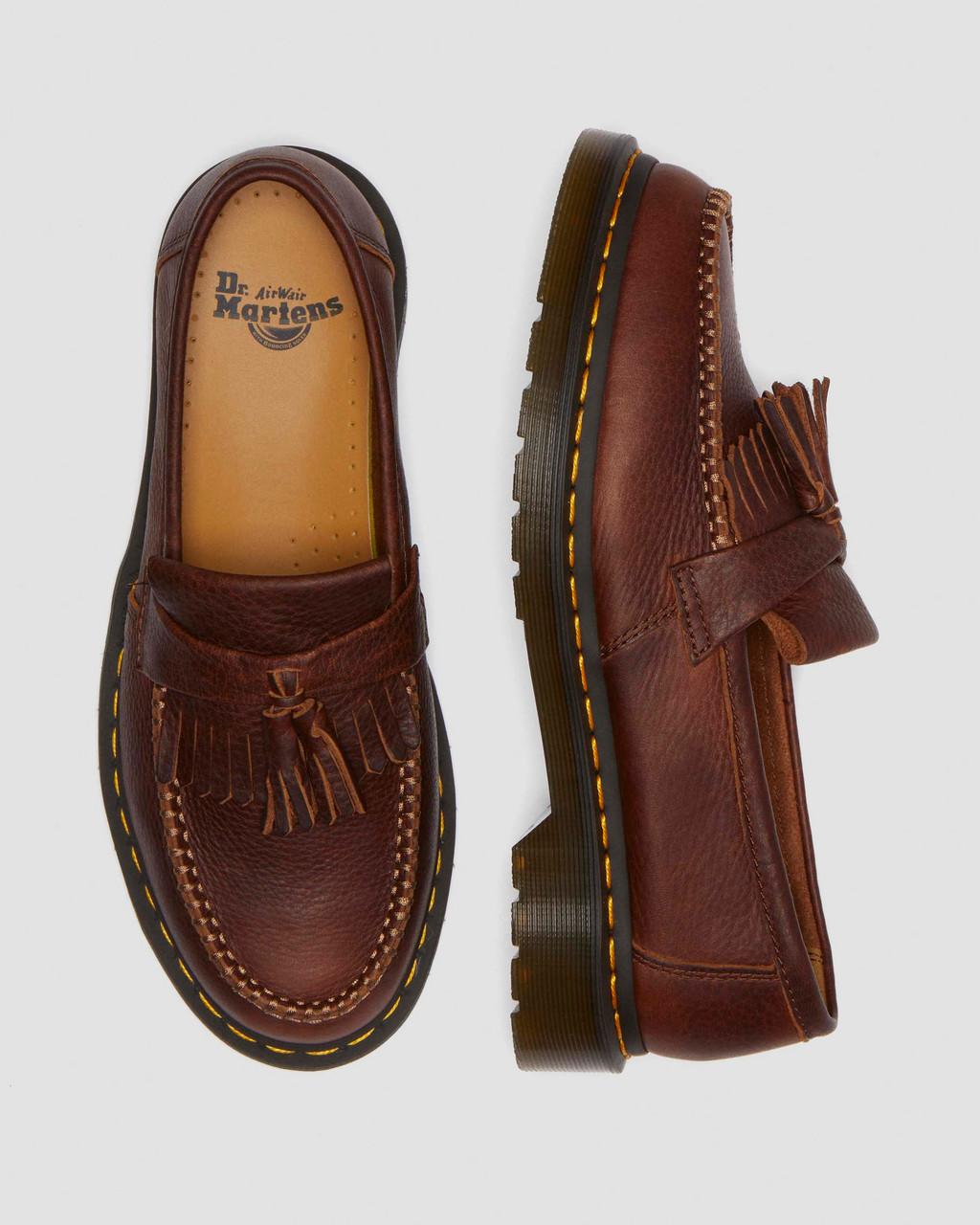 Pánské Loafers Dr Martens Adrian Ambassador Yellow Stitch Leather Vínové | 27030092