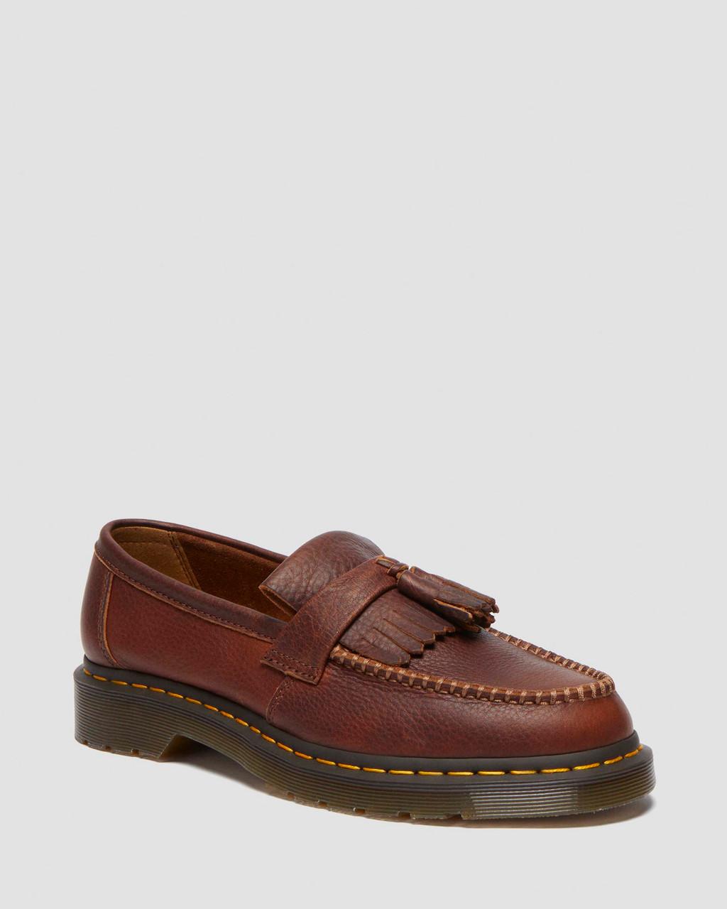 Pánské Loafers Dr Martens Adrian Ambassador Yellow Stitch Leather Vínové | 27030092