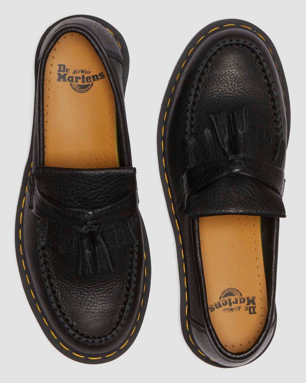 Pánské Loafers Dr Martens Adrian Ambassador Yellow Stitch Leather Černé | 59937301