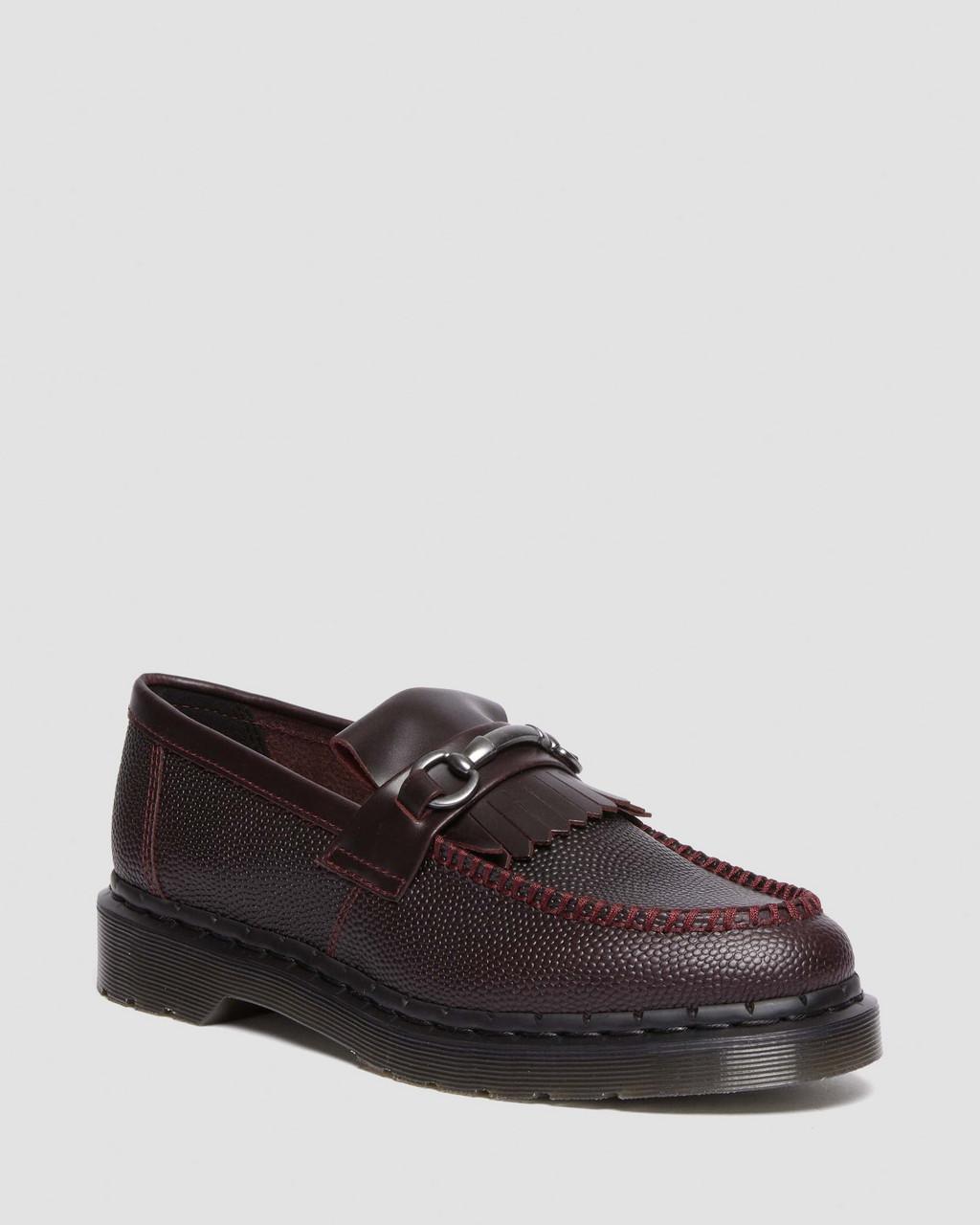 Pánské Loafers Dr Martens Adrian Snaffle Pebble Grain Leather Kiltie Vínové | 37512893
