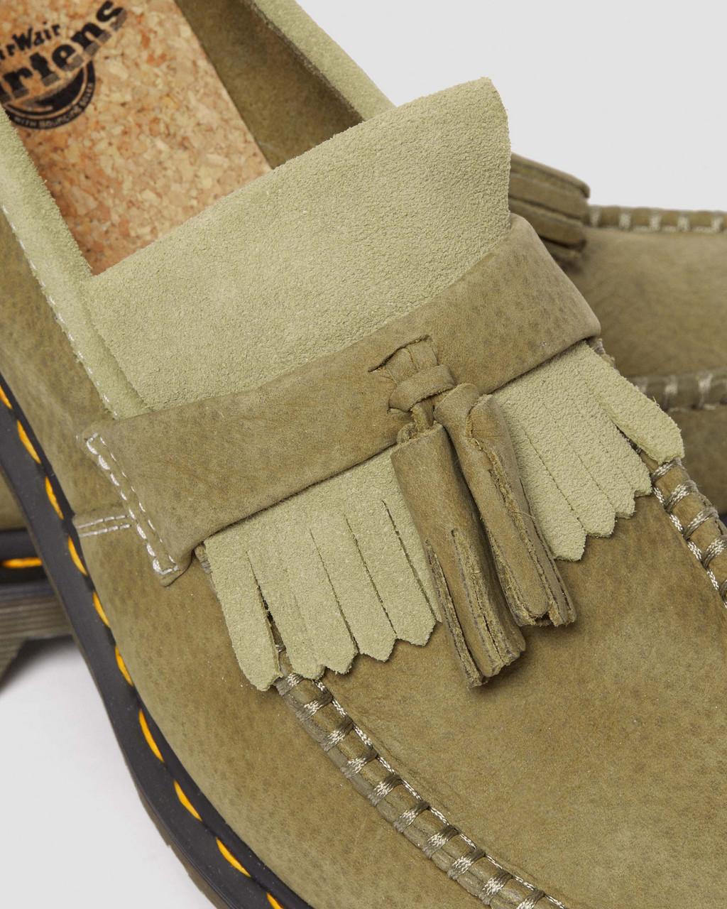 Pánské Loafers Dr Martens Adrian Tumbled Nubuck Leather Tassel Olivy Zelené | 68833193