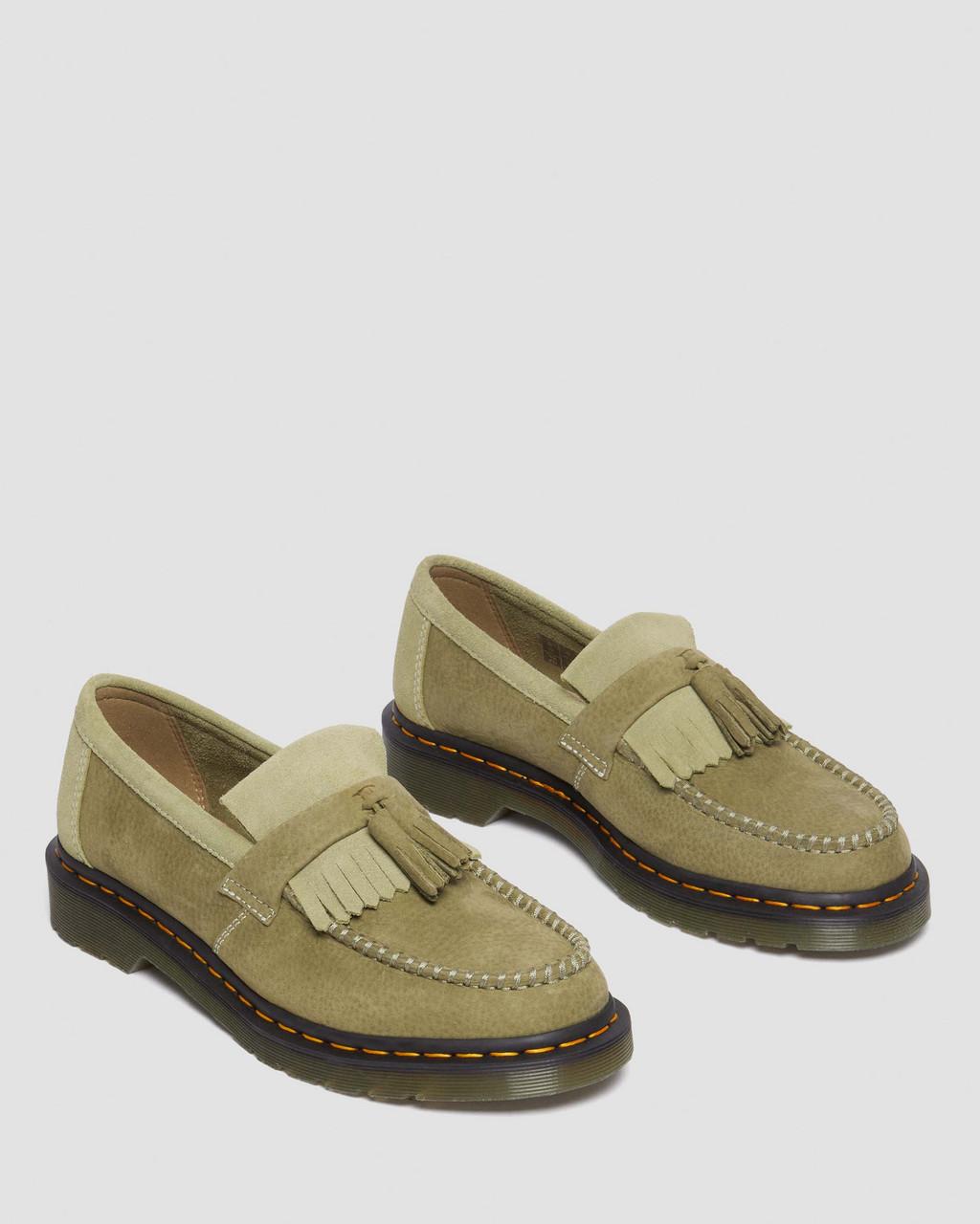 Pánské Loafers Dr Martens Adrian Tumbled Nubuck Leather Tassel Olivy Zelené | 68833193
