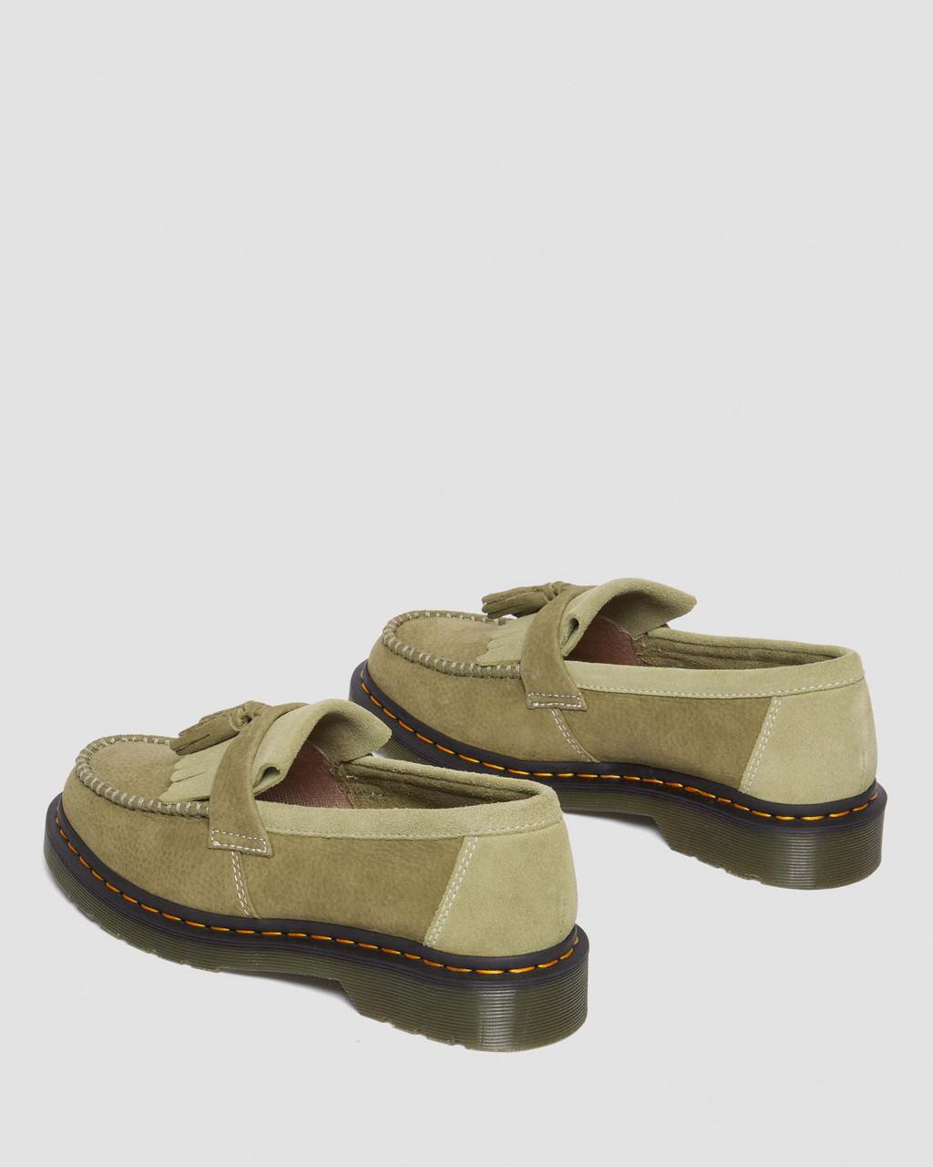 Pánské Loafers Dr Martens Adrian Tumbled Nubuck Leather Tassel Olivy Zelené | 68833193
