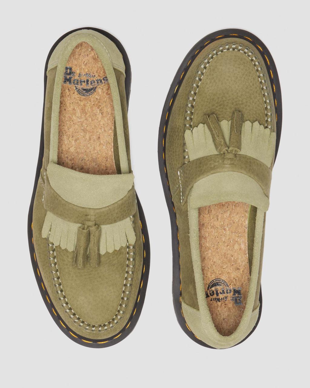 Pánské Loafers Dr Martens Adrian Tumbled Nubuck Leather Tassel Olivy Zelené | 68833193