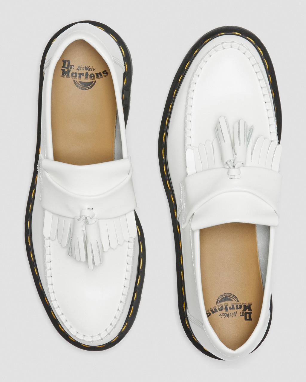 Pánské Loafers Dr Martens Adrian Yellow Stitch Leather Tassel Bílé | 68631282